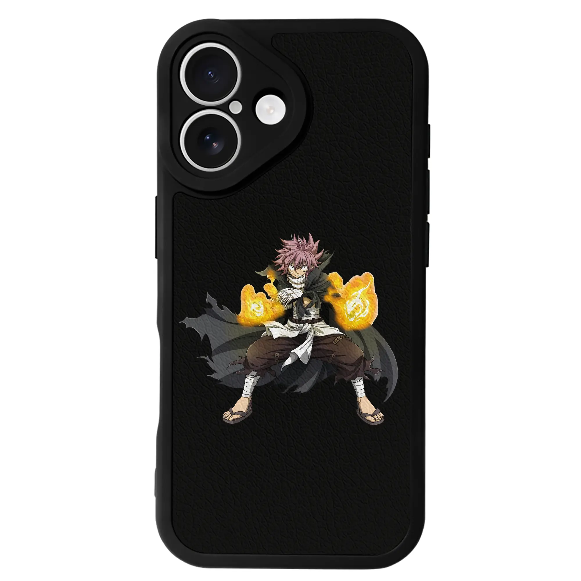 フェアリーテイル グッズ ナツ・ドラグニル - IPhone 16シリーズ対応 ・ シリコンスマホケース ・ レザー調 ・ 高精度フィット ・ 耐衝撃 ・ ワイヤレス充電対応 ・ 精密カット